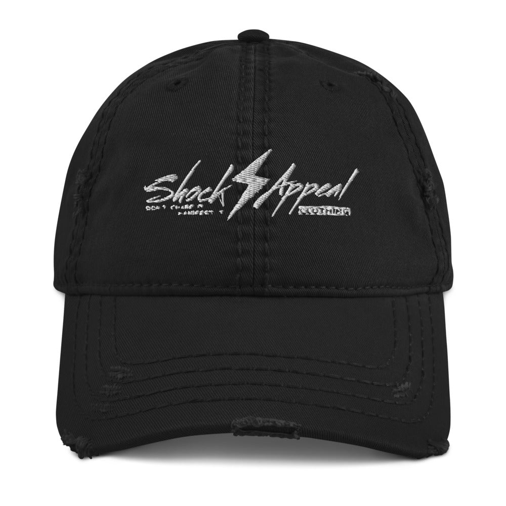 Shock Appeal (White Logo)  Distressed Dad Hat - Shock Appeal