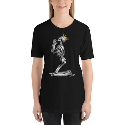 Praying skeleton: Prayers Unisex T-Shirt - Shock Appeal