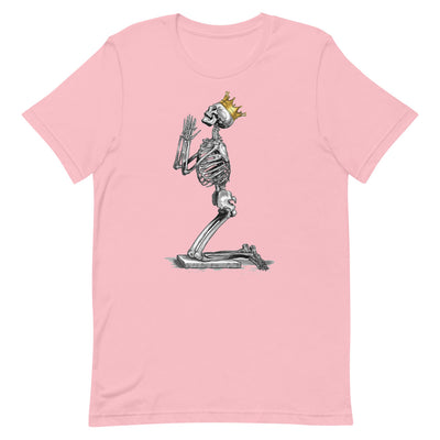 Praying skeleton: Prayers Unisex T-Shirt - Shock Appeal